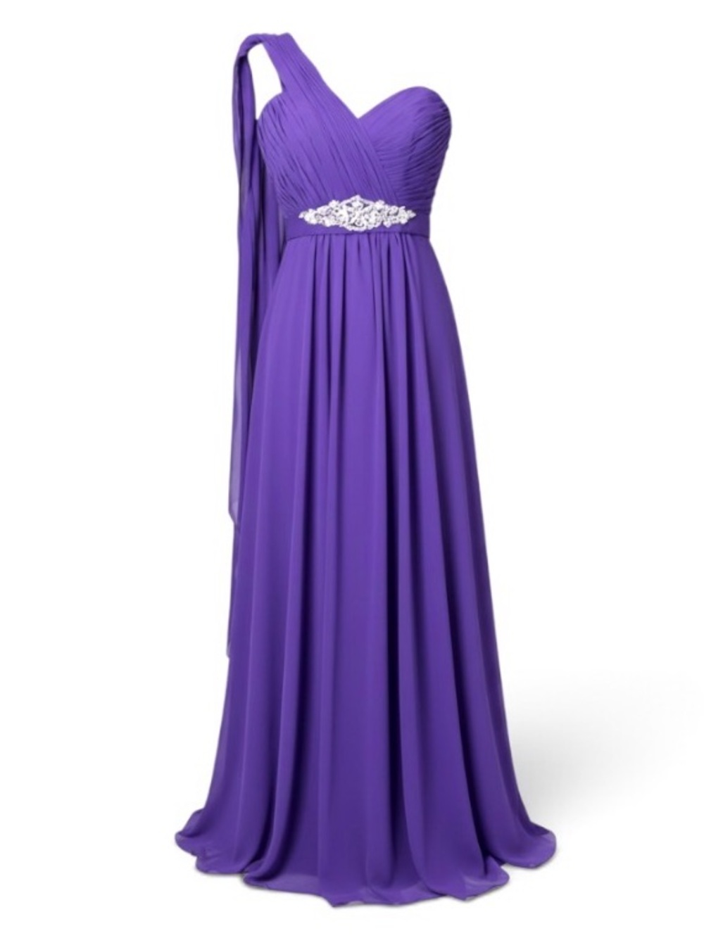 Allure Bridesmaids Purple One Shoulder Chiffon Gown Size 10 Style 1407
